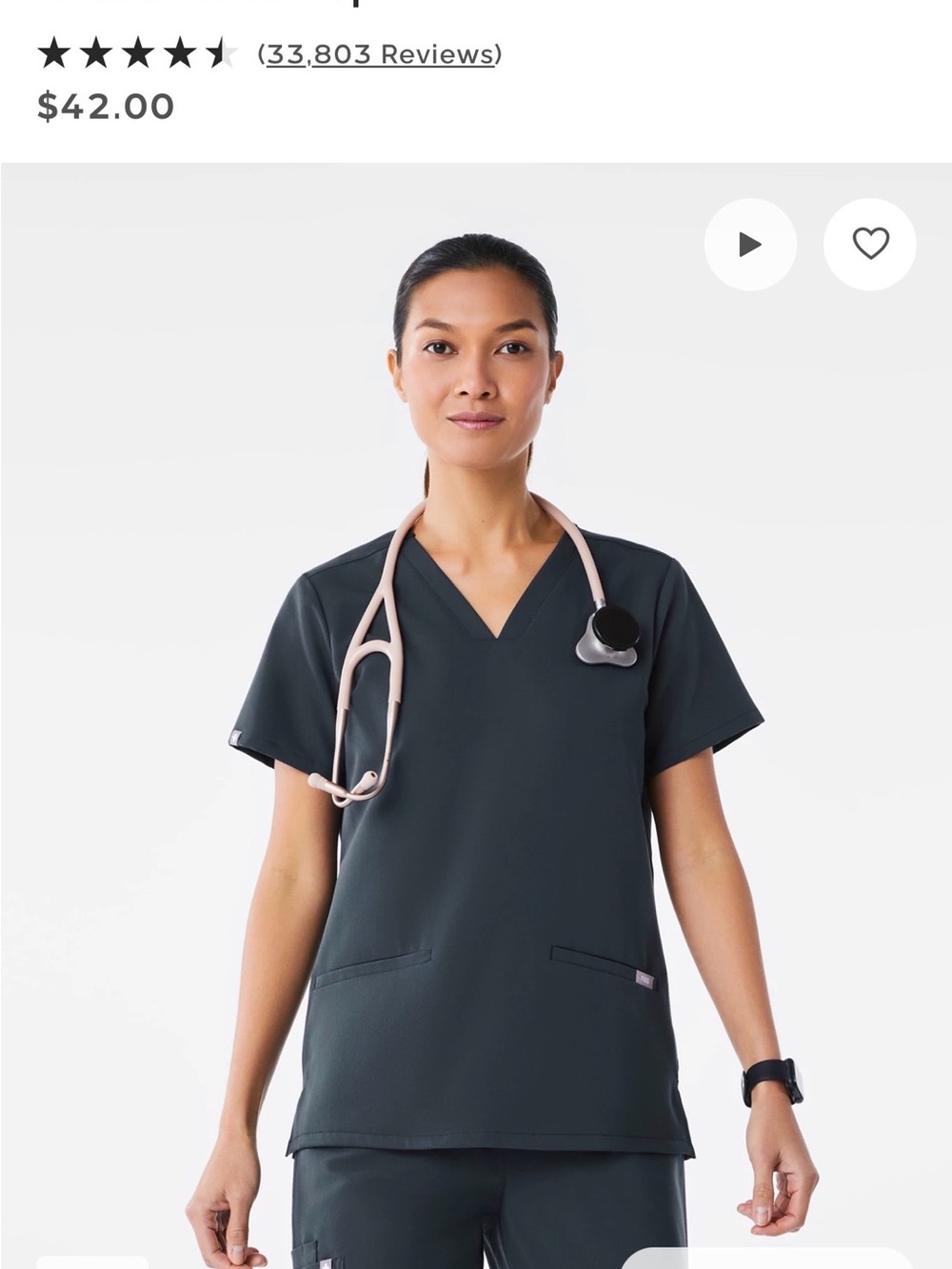FIGS Women's V-Neck Scrub Top in Dark Teal